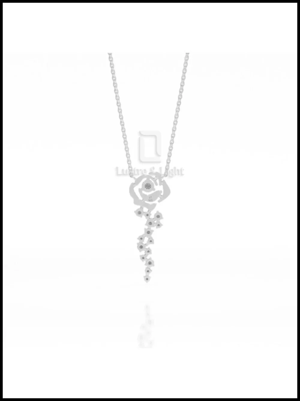 Natural Ruby Moissanite Rose Flower Pendant Necklace, Sterling Silver/Gold